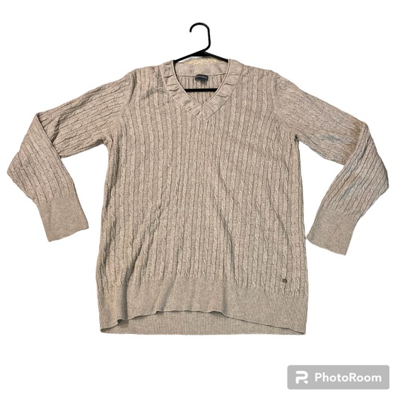 Eddie Bauer Women’s Ribbed V-Neck Knit Sweater Cream Beige Cotton Blend Size 2XL - Picture 1 of 9